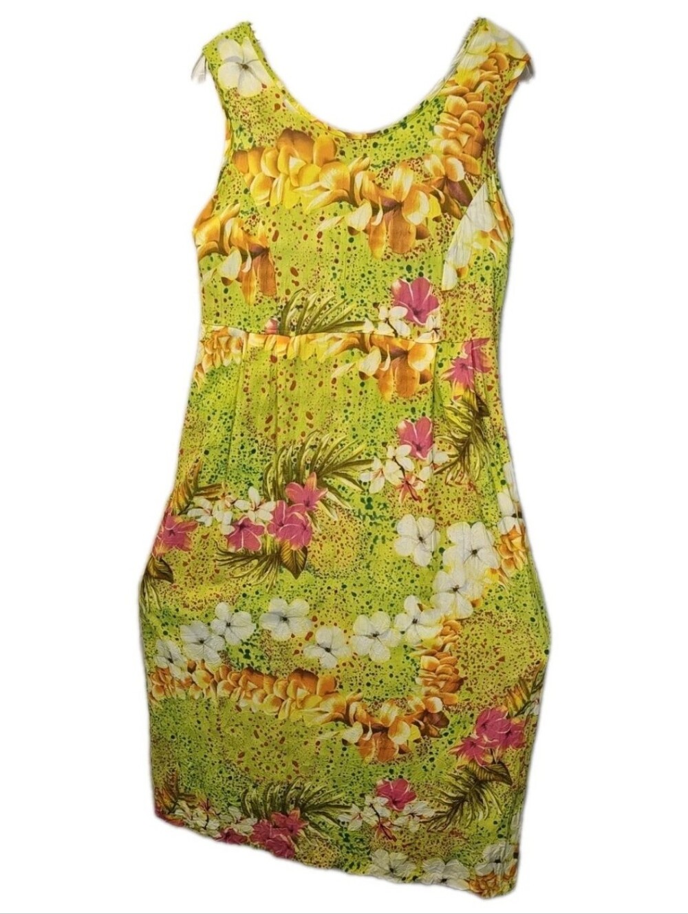 Jams World Hawaiian Midi Leilani Dress Woman Small Green Tropical Floral Pockets